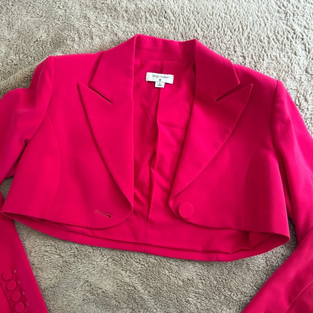 Sergio Hudson × Target Fuschia Pink Cropped Boxy Blazer Jacket Formal Party - Picture 4 of 10